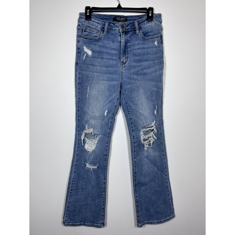 Judy Blue Women's Jeans 7/28 Bootcut Distressed Stretch Denim High Rise JB88439